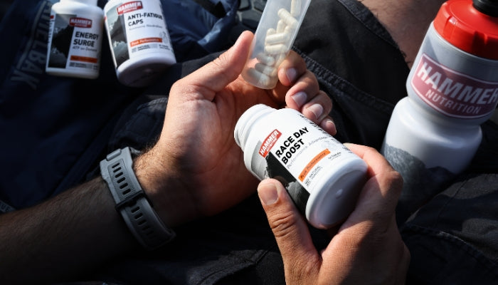 Hammer Nutrition Race Day Boost in hand
