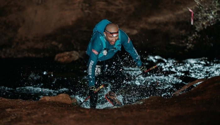 Luis Reyes nigh time ultra run across river
